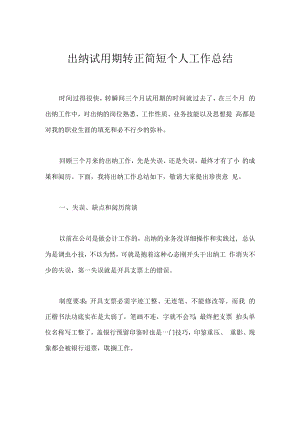 出纳试用期转正简短个人工作总结.docx