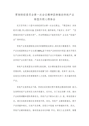 贯彻财经委员会第一次会议精神坚持推动传统产业转型升级心得体会.docx