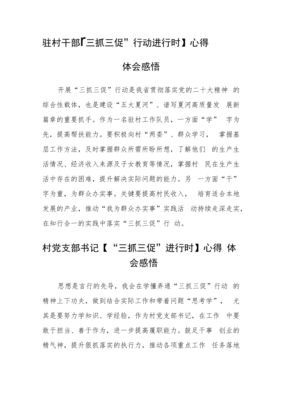 村党支部书记学习【“三抓三促”行动进行时】感悟、体会范文(3篇).docx_第2页