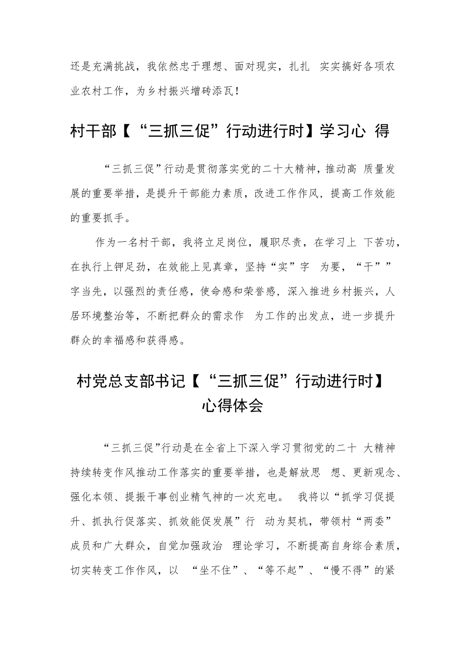 乡镇包村干部【“三抓三促”行动进行时】学习心得合篇【三篇】.docx_第3页