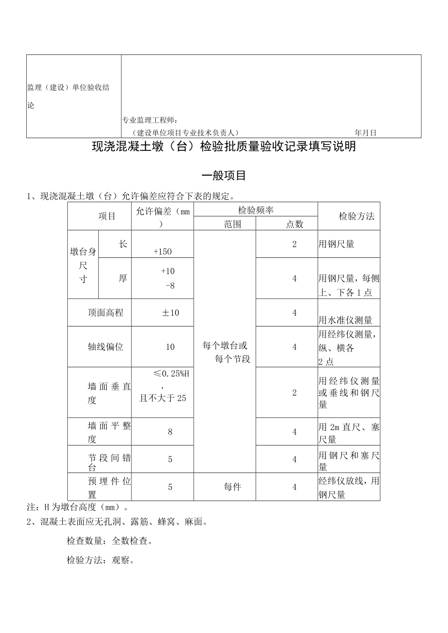 桥梁工程施工现浇混凝土墩（台）检验批质量验收记录表.docx_第2页