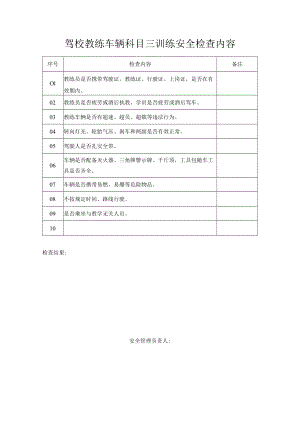 驾校教练车辆科目三训练安全检查内容.docx