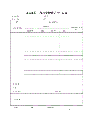 公路单位工程质量检验评定汇总表.docx