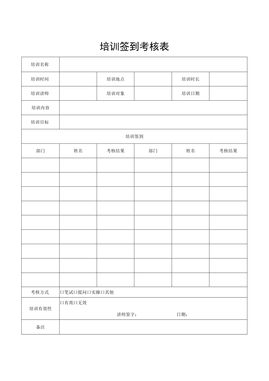 培训签到考核表.docx_第1页