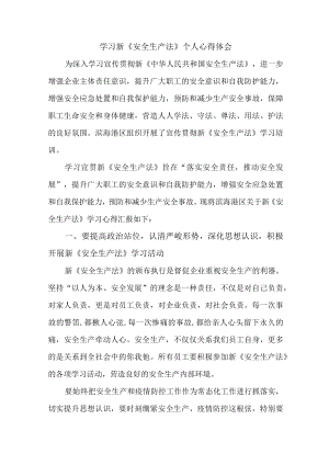 安全管理部部长学习新安全生产法心得体会 （合计4份）.docx