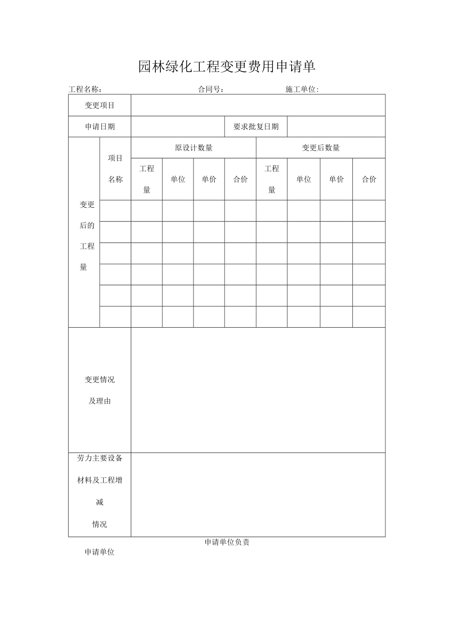 园林绿化工程变更费用申请单.docx_第1页