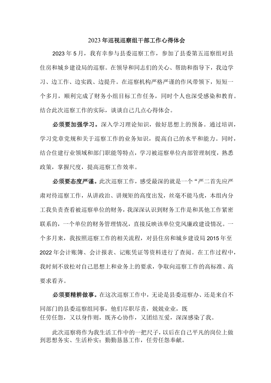 新版区县2023年纪检巡察组巡检工作个人心得体会 （汇编8份）.docx_第1页