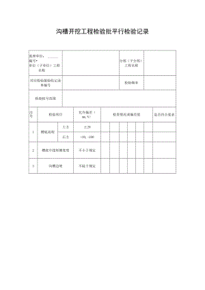 沟槽开挖工程检验批平行检验记录.docx