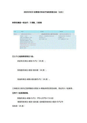 2023 CSCO食管癌内科诊疗指南更新总结（全文）.docx