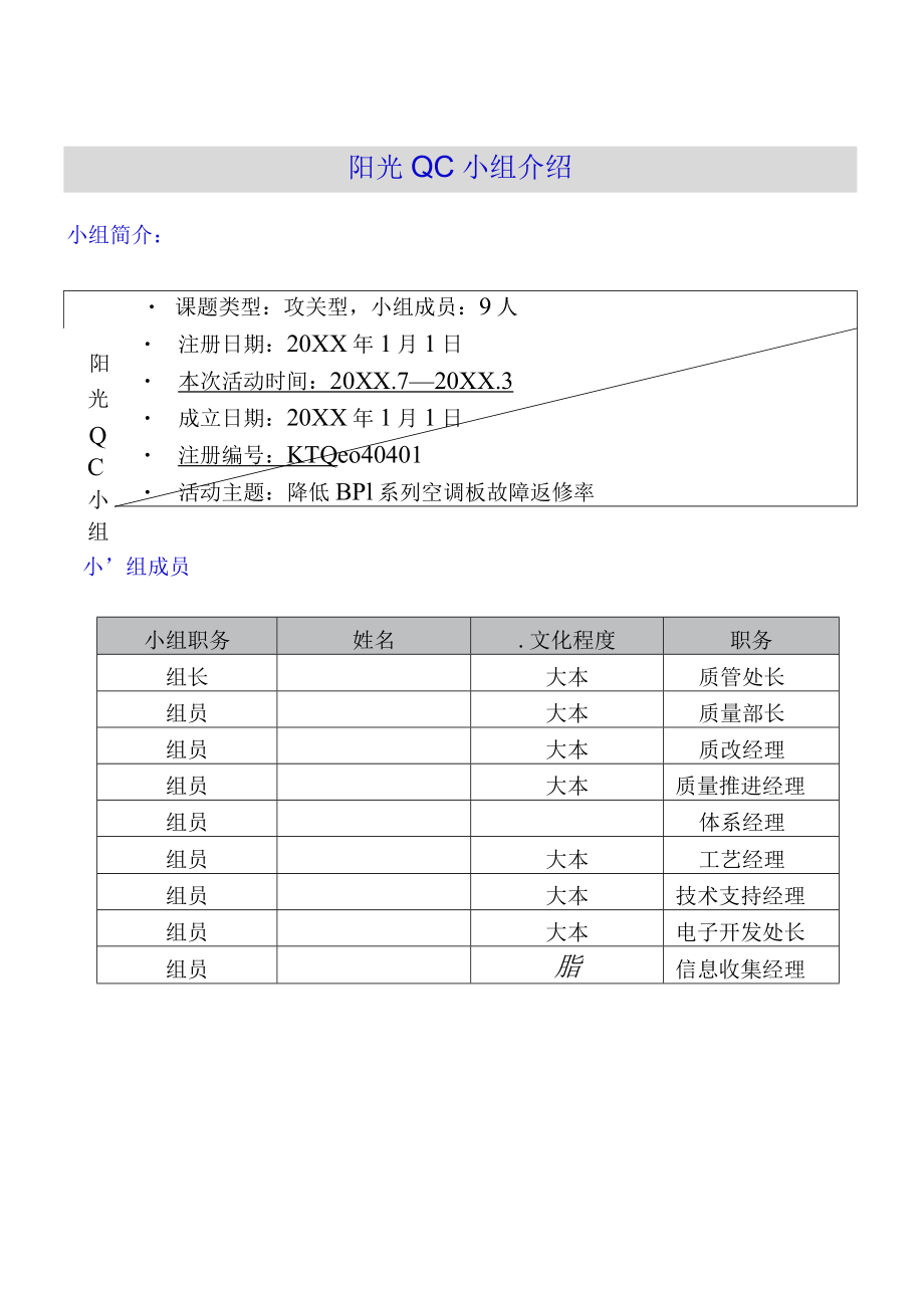 空调公司运用PDCA循环低 BP1 系空调板故障返修QCC手册.docx_第2页