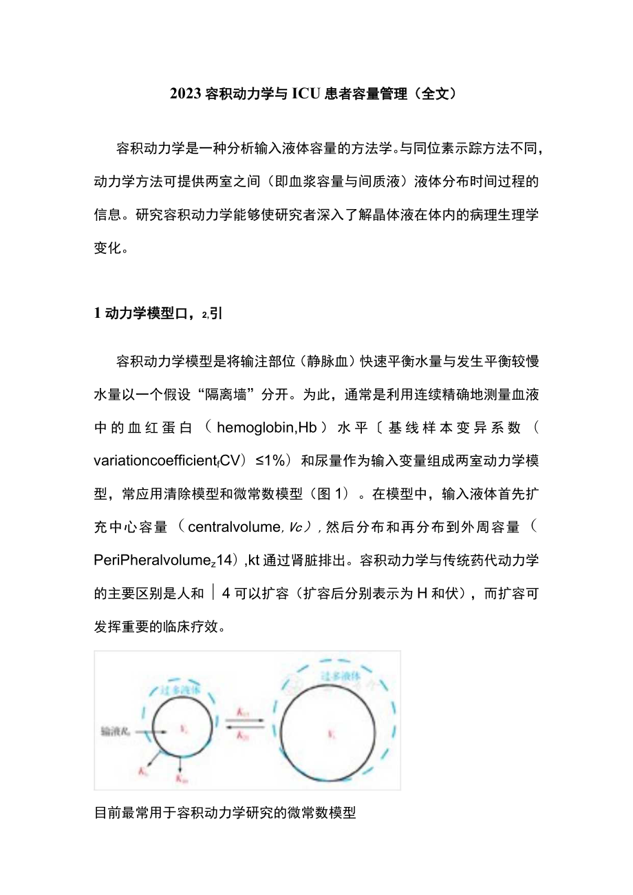 2023容积动力学与ICU患者容量管理（全文）.docx_第1页