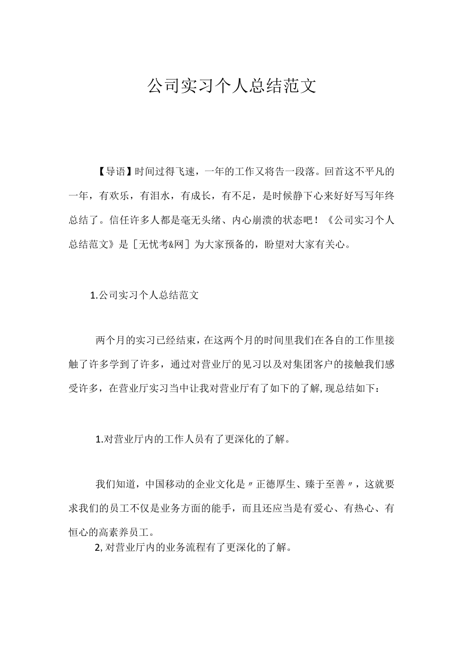 公司实习个人总结范文.docx_第1页