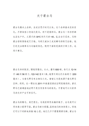 关于蒙古马.docx