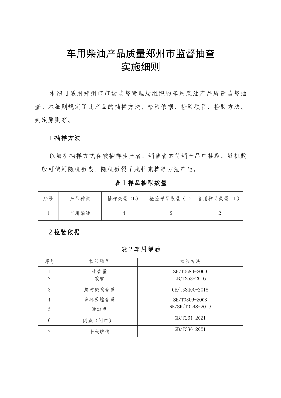 郑州市 车用柴油产品质量市监督抽查实施细则.docx_第1页