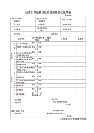 鲁DQ062防雷引下线敷设检验批质量验收记录表.docx