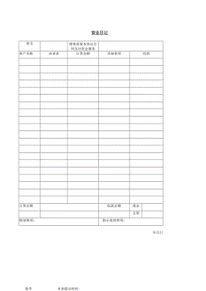 办公文档范本营业日记.docx