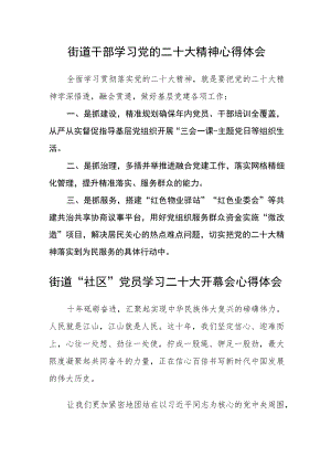 街道干部学习党的二十大精神心得体会参考范文(3篇).docx