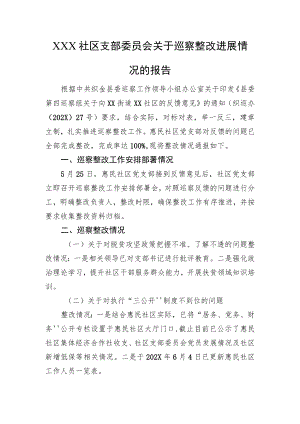 X社区支部委员会关于巡察整改进展情况的报告.docx