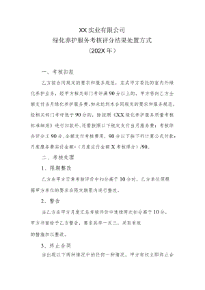 XX实业有限公司绿化养护服务考核评分结果处置方式（202X年）.docx