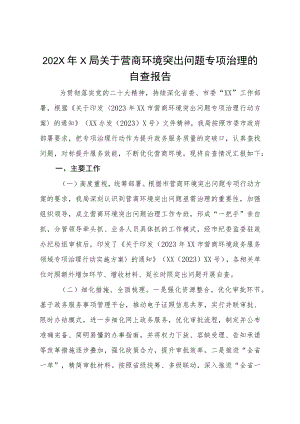 202X年X局关于营商环境突出问题专项治理的自查报告.docx