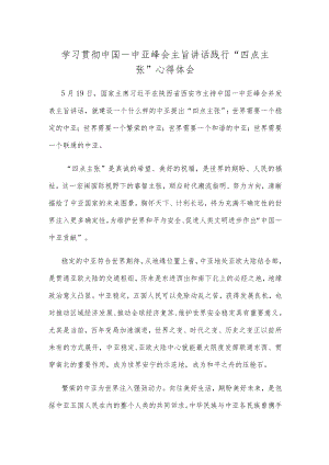 学习贯彻中国—中亚峰会主旨讲话践行“四点主张”心得体会.docx