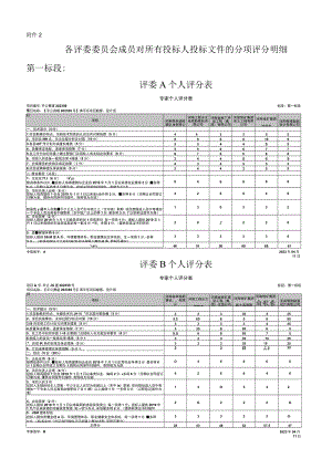 附件二：各评委委员会成员对所有投标人投标文件的分项评分明细.docx