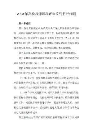 2023年高校教师职称评审监管暂行细则.docx