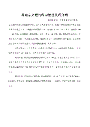 养殖杂交鲤的科学管理技巧介绍.docx