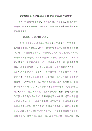 在村党组织书记座谈会上的交流发言稿2篇范文.docx