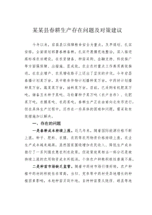 某某县春耕生产存在问题及对策建议.docx