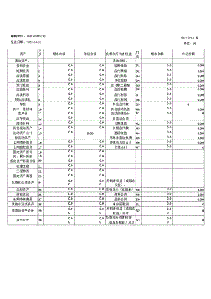 零报的资产负债表利润表模板.docx