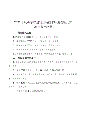 2023年度山东省建筑业新技术应用创新竞赛项目参评规模、申报书.docx