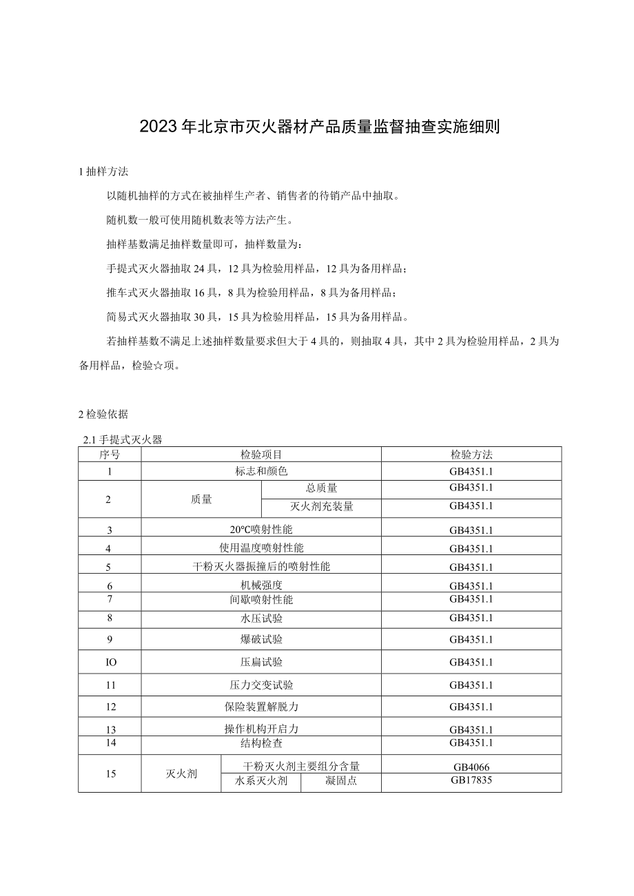 2023年北京市灭火器材产品质量监督抽查实施细则.docx_第1页