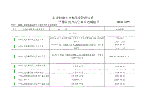 环境管理体系适用法律法规及其他要求有效版本清单模板.docx