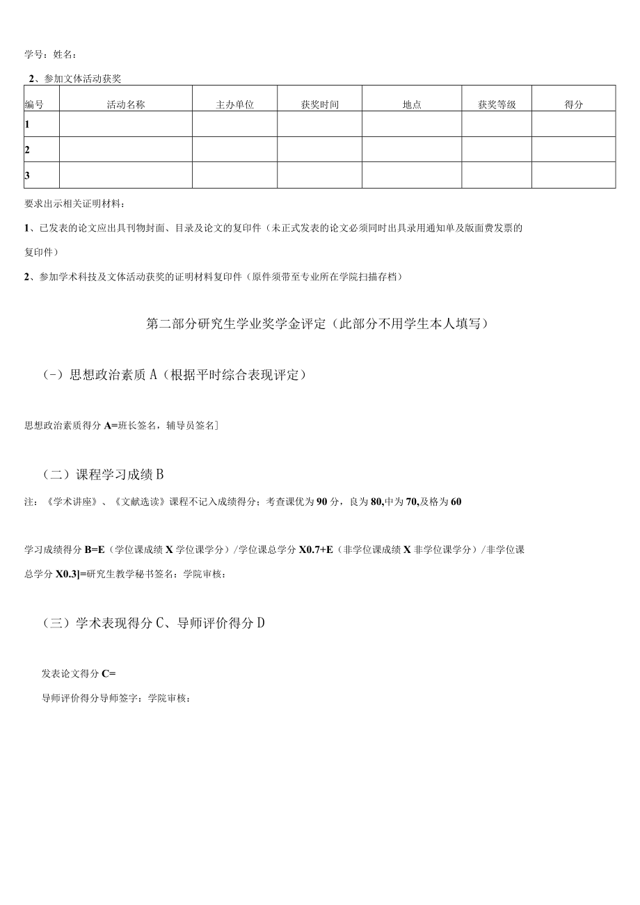 XX科技大学研究生学业奖学金申请表.docx_第3页