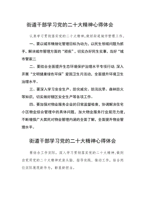 街道干部学习党的二十大精神心得体会范文集合三篇.docx