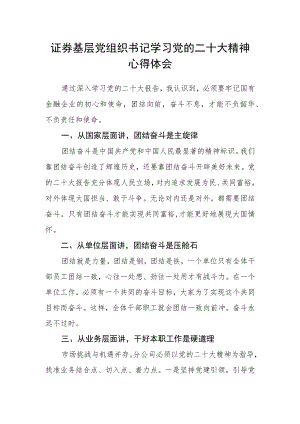 证券基层党组织书记学习党的二十大精神心得体会.docx