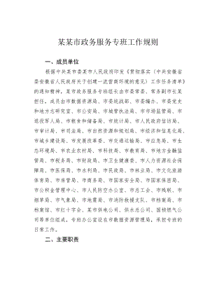 某某市政务服务专班工作规则.docx