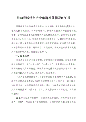 推动县域特色产业集群发展情况的汇报.docx