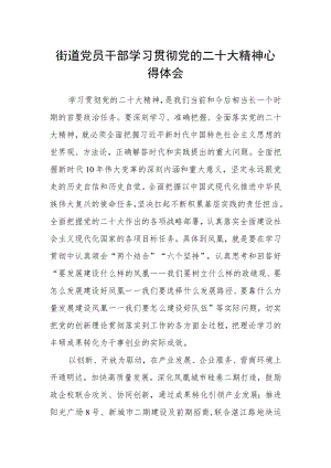 街道党员干部学习贯彻党的二十大精神心得体会.docx