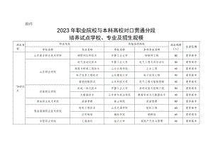 2023年职业院校与本科高校对口贯通分段培养试点学校、专业及招生规模.docx