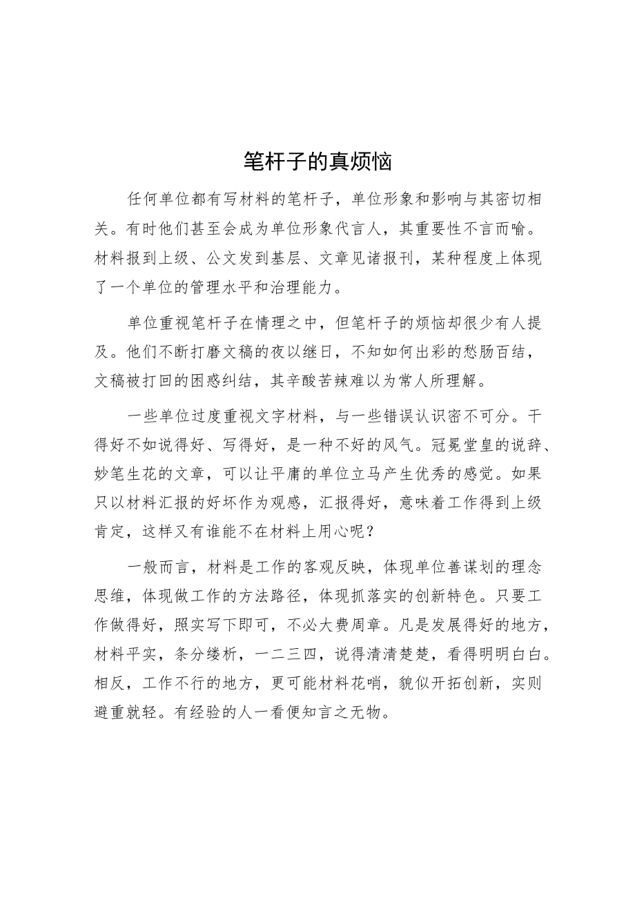 笔杆子的真烦恼.docx_第1页