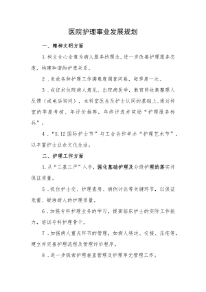 医院护理事业发展规划.docx