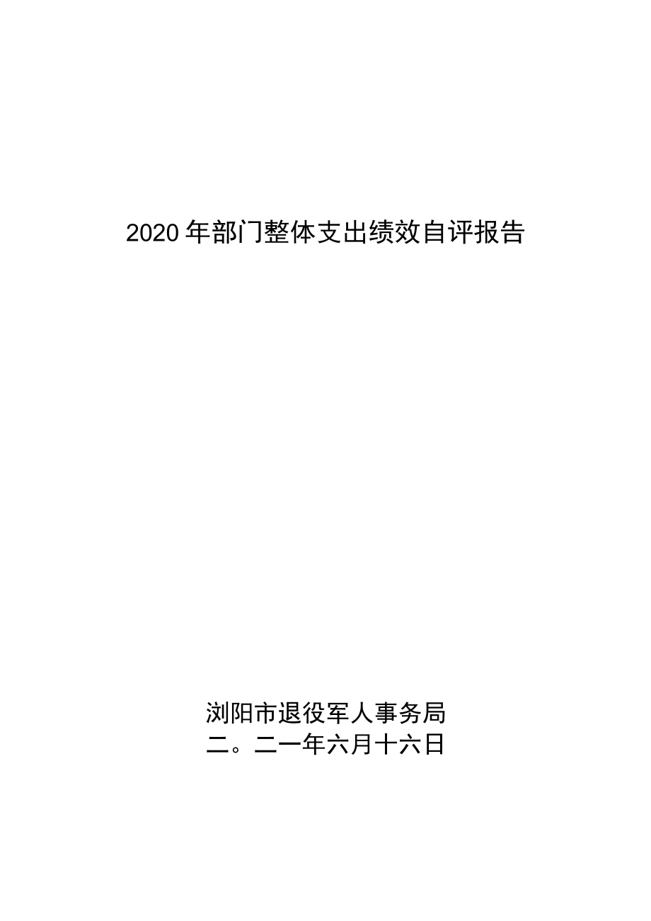 2020年部门整体支出绩效自评报告.docx_第1页