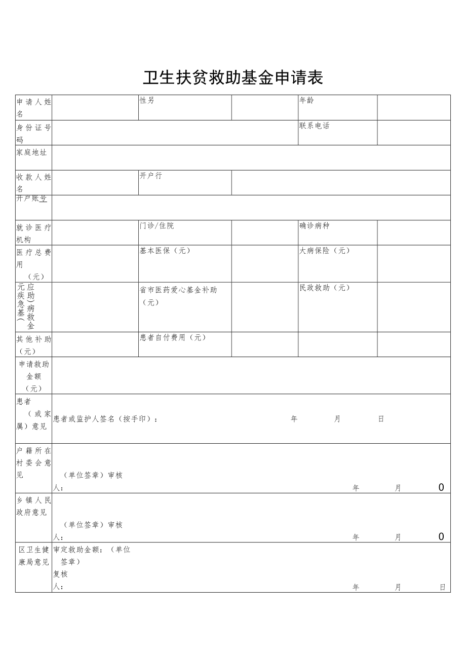 卫生扶贫救助基金申请表.docx_第1页