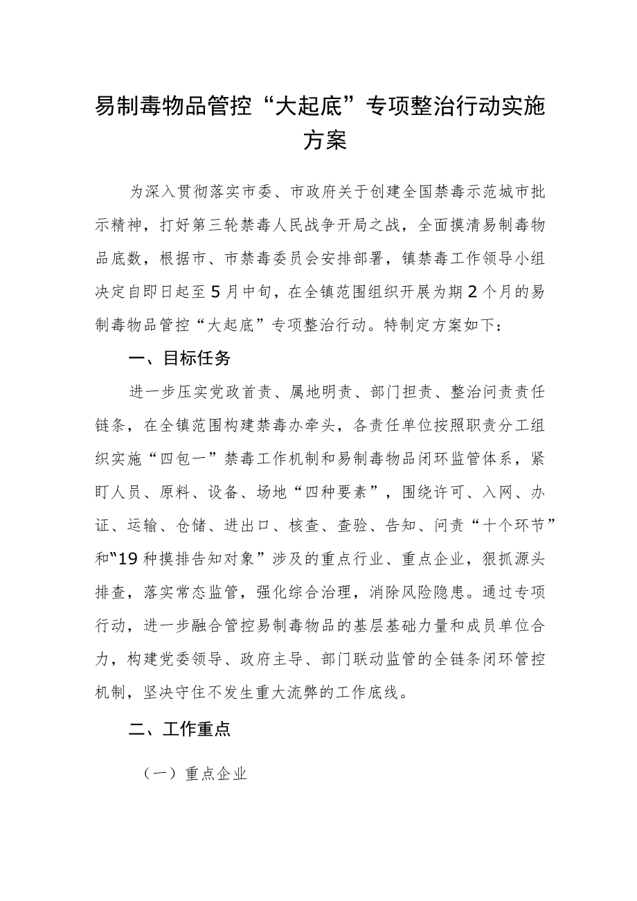 易制毒物品管控“大起底”专项整治行动实施方案.docx_第1页