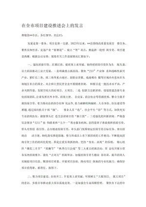 在全市项目建设推进会上的发言.docx