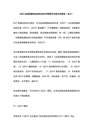 2023远端深静脉血栓形成诊疗微循环专家共识解读（全文）.docx