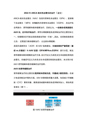 2022年ANCA相关性血管炎的治疗（全文）.docx