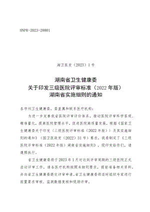 三级医院评审标准2022年版湖南省实施细则.docx